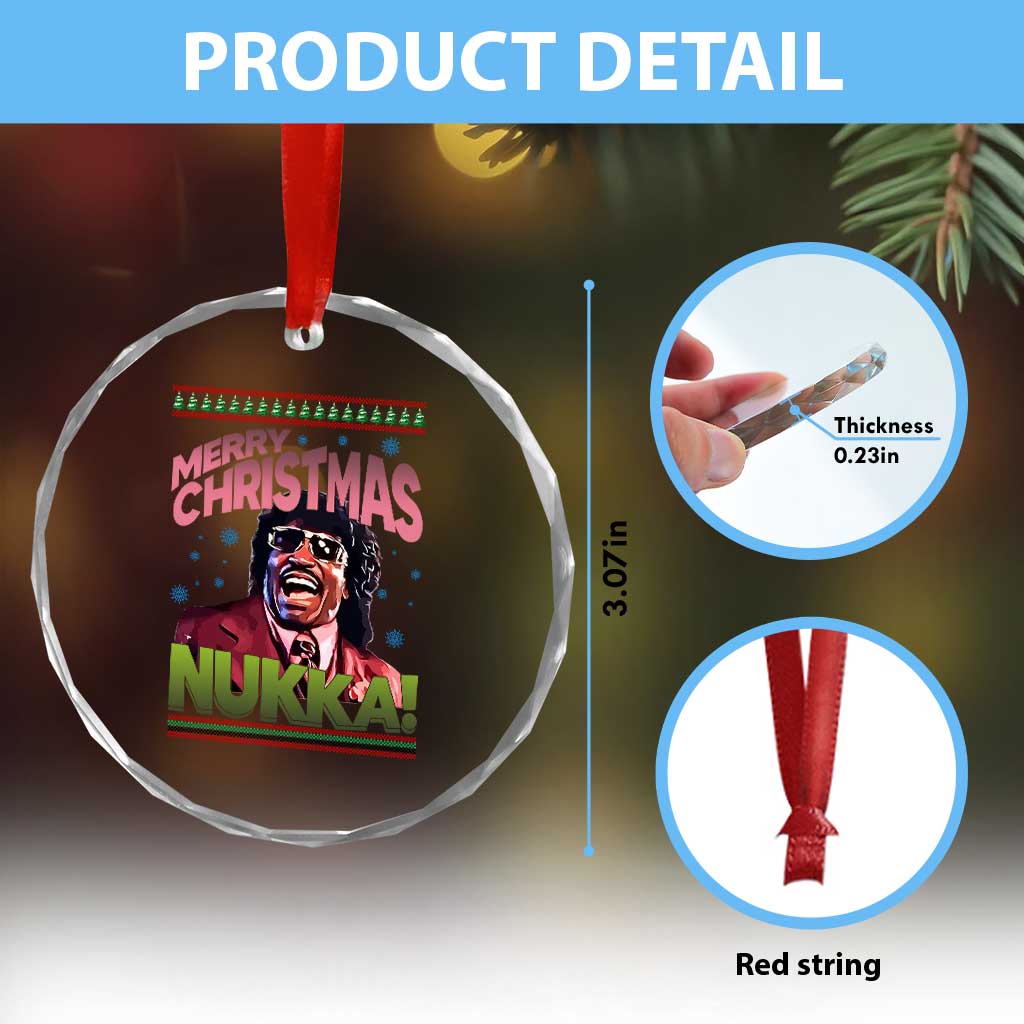 Funny Retro Merry Christmas Nukka Parody Crystal Glass Ornament Xmas Throwback Parody Urban Comedy TS02 Print Your Wear