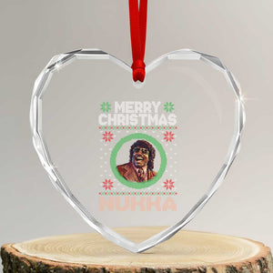 Funny Retro Merry Christmas Nukka Parody Heart Crystal Glass Ornament Holiday Cheer 90s Xmas Throwback Parody TS02 Transparent Glass 3'' Heart Print Your Wear