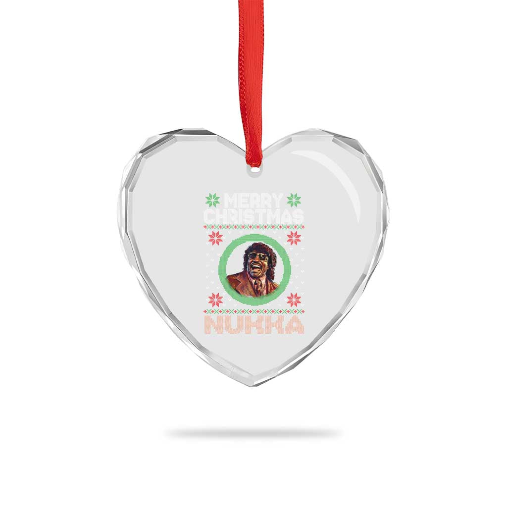 Funny Retro Merry Christmas Nukka Parody Heart Crystal Glass Ornament Holiday Cheer 90s Xmas Throwback Parody TS02 Print Your Wear