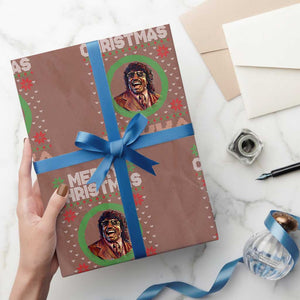 Funny Retro Merry Christmas Nukka Parody Wrapping Paper Roll Holiday Cheer 90s Xmas Throwback Parody TS02 Mocha Print Your Wear