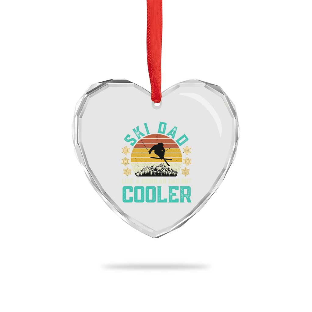 Funny Retro Skiing Father's Day Heart Crystal Glass Ornament Ski Dad Like A Normal Dad But Cooler TS11 Print Your Wear