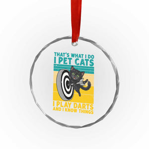 Funny Retro Sunset Cat Darts Crystal Glass Ornament I Pet Cats I Play Darts And I Know Things TS12 Print Your Wear