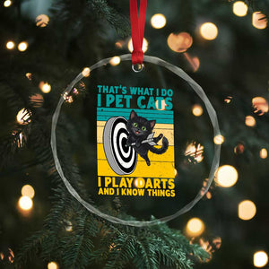 Funny Retro Sunset Cat Darts Crystal Glass Ornament I Pet Cats I Play Darts And I Know Things TS12 Print Your Wear