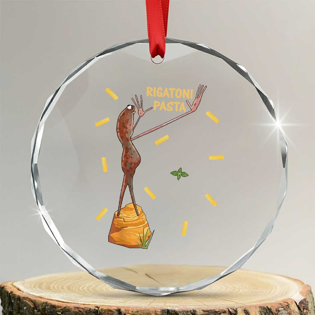 Funny Rigatoni Pasta Marcus The Worm Crystal Glass Ornament Dramatic Pasta Lover Foodie Meme TS02 Transparent Glass 3'' Circle Print Your Wear