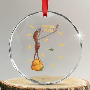 Funny Rigatoni Pasta Marcus The Worm Crystal Glass Ornament Dramatic Pasta Lover Foodie Meme TS02 Transparent Glass 3'' Circle Print Your Wear