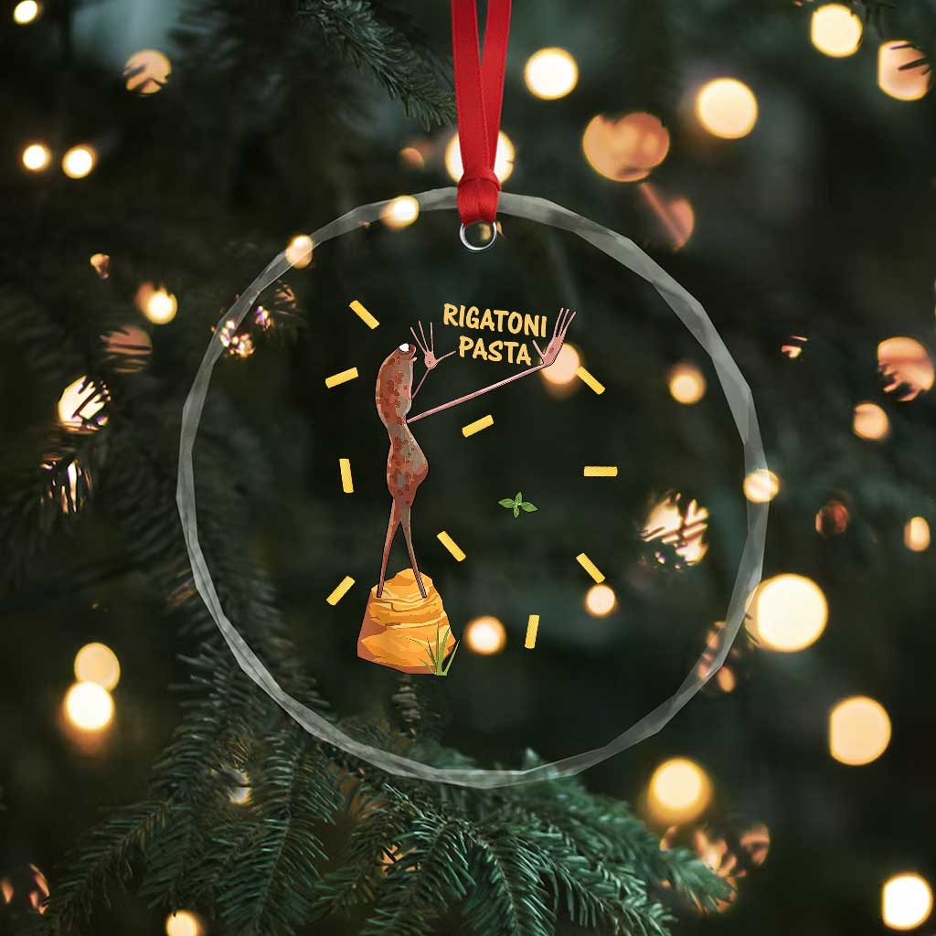 Funny Rigatoni Pasta Marcus The Worm Crystal Glass Ornament Dramatic Pasta Lover Foodie Meme TS02 Print Your Wear