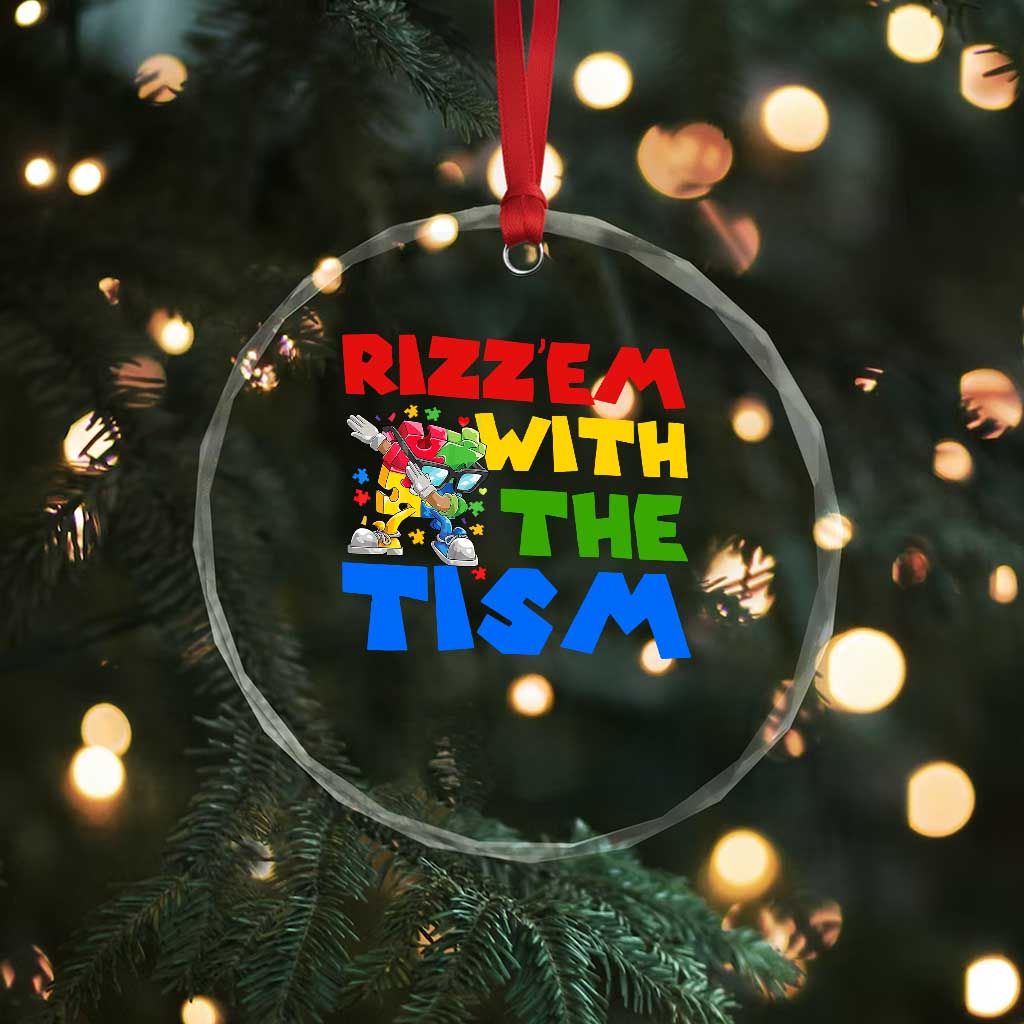Funny Rizz Em With The Tism Crystal Glass Ornament Autism Awareness Dabbing Puzzle TS11 Print Your Wear
