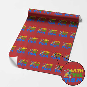 Funny Rizz Em With The Tism Wrapping Paper Roll Autism Awareness Dabbing Puzzle TS11 Red Print Your Wear