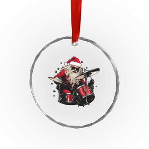 Funny Rock'n Roll Santa Claus Crystal Glass Ornament Cool Drummer Festive Christmas TS02 Print Your Wear