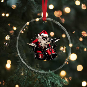 Funny Rock'n Roll Santa Claus Crystal Glass Ornament Cool Drummer Festive Christmas TS02 Print Your Wear
