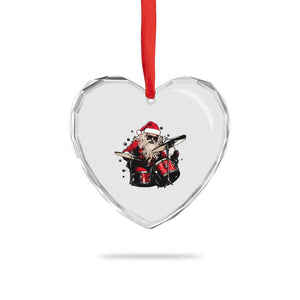 Funny Rock'n Roll Santa Claus Heart Crystal Glass Ornament Cool Drummer Festive Christmas TS02 Print Your Wear