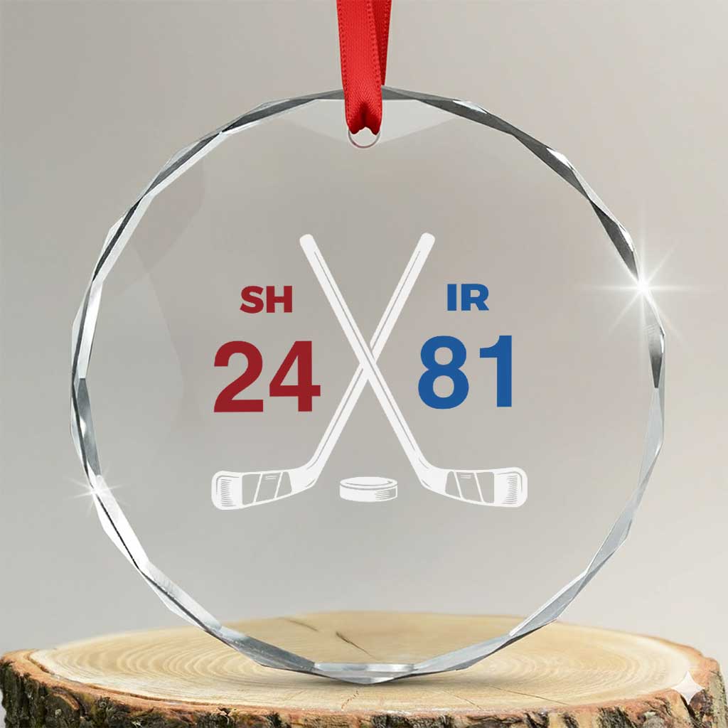 Funny Romance Hockey Crystal Glass Ornament 24 81 Numbers Sport Ice Hockey Team TS11 Transparent Glass 3'' Circle Print Your Wear