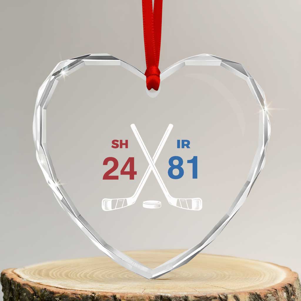 Funny Romance Hockey Heart Crystal Glass Ornament 24 81 Numbers Sport Ice Hockey Team TS11 Transparent Glass 3'' Heart Print Your Wear