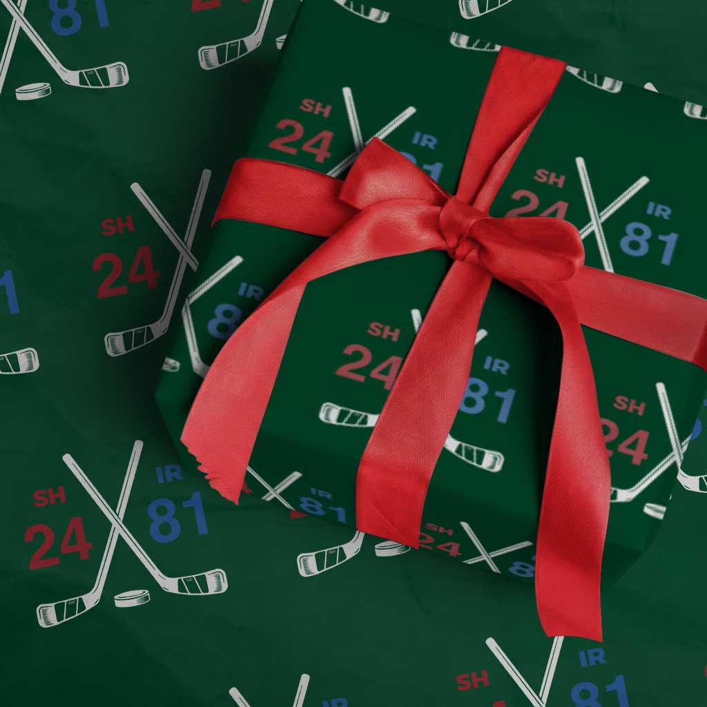 Funny Romance Hockey Wrapping Paper Roll 24 81 Numbers Sport Ice Hockey Team TS11 Green Print Your Wear