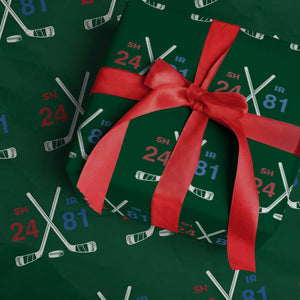 Funny Romance Hockey Wrapping Paper Roll 24 81 Numbers Sport Ice Hockey Team TS11 Green Print Your Wear