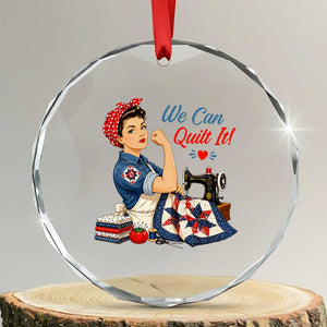 Funny Rosie We Can Quilt It Crystal Glass Ornament Quilting Sewing Crafty Joke