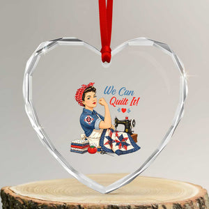 Funny Rosie We Can Quilt It Heart Crystal Glass Ornament Quilting Sewing Crafty Joke