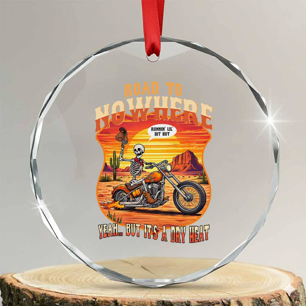 Funny Route Highway 66 Biker Skeleton Crystal Glass Ornament Road To Adventure TS12 Transparent Glass 3'' Circle Print Your Wear