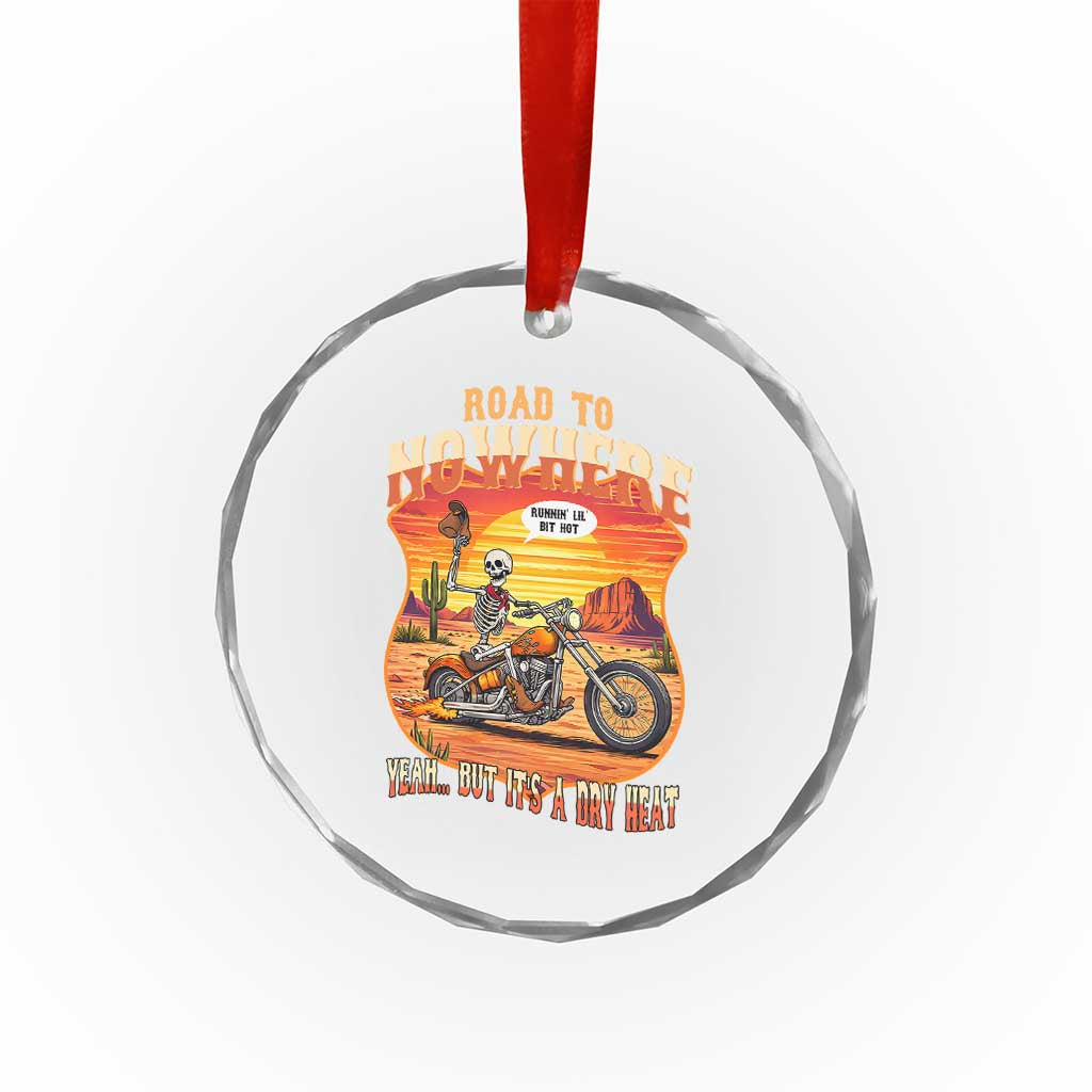 Funny Route Highway 66 Biker Skeleton Crystal Glass Ornament Road To Adventure TS12 Print Your Wear