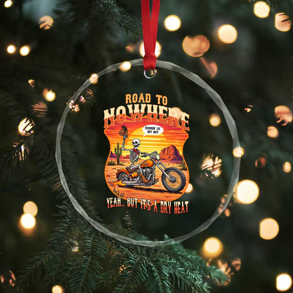 Funny Route Highway 66 Biker Skeleton Crystal Glass Ornament Road To Adventure TS12 Print Your Wear