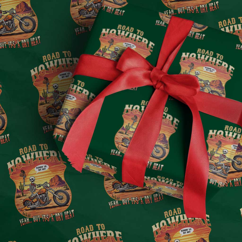 Funny Route Highway 66 Biker Skeleton Wrapping Paper Roll Road To Adventure