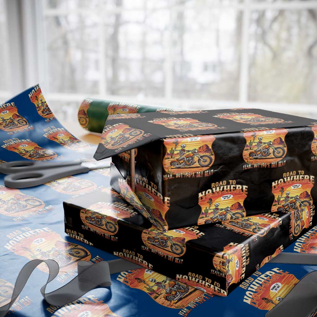 Funny Route Highway 66 Biker Skeleton Wrapping Paper Roll Road To Adventure