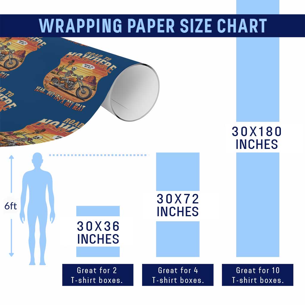 Funny Route Highway 66 Biker Skeleton Wrapping Paper Roll Road To Adventure