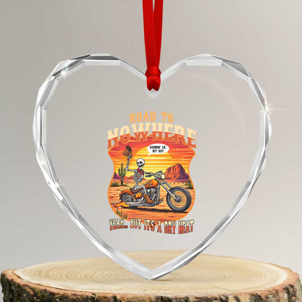 Funny Route Highway 66 Biker Skeleton Heart Crystal Glass Ornament Road To Adventure TS12 Transparent Glass 3'' Heart Print Your Wear