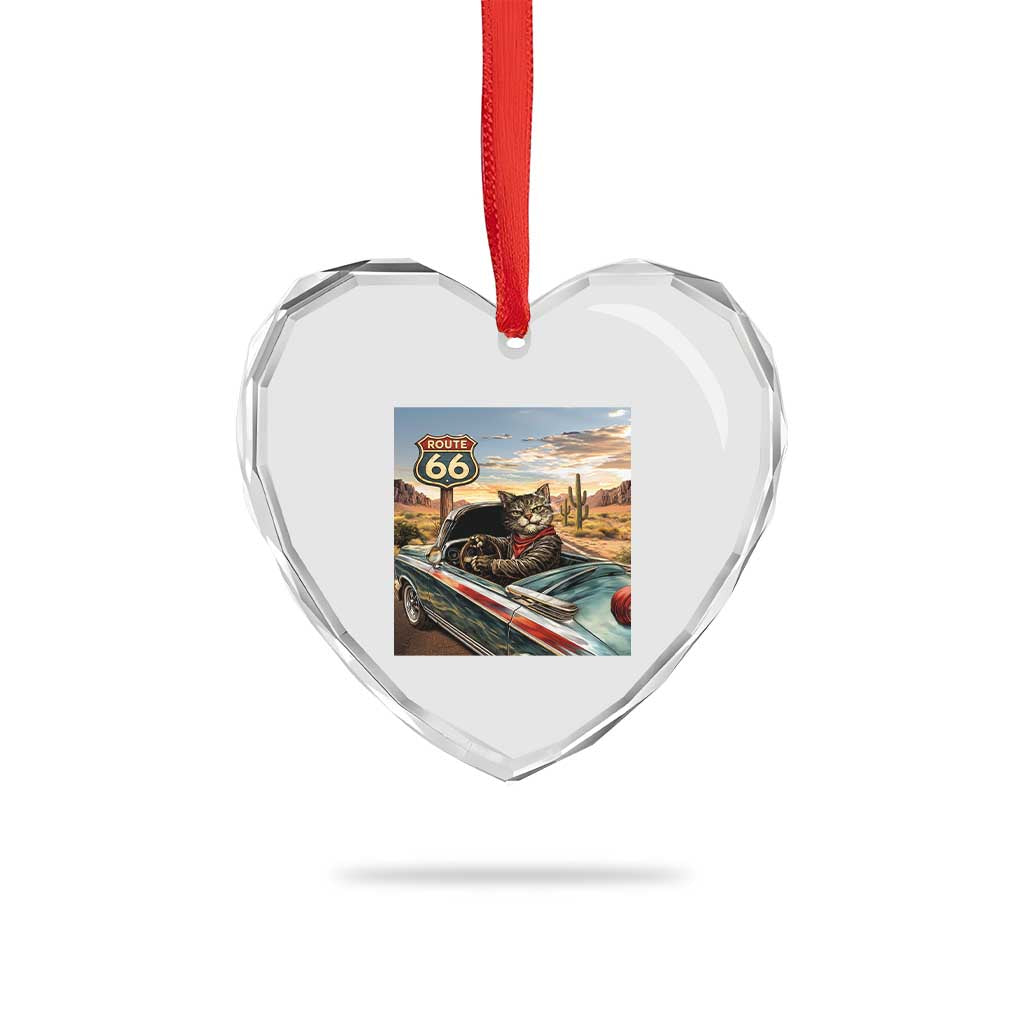 Funny Route Highway 66 Cat Lover Heart Crystal Glass Ornament Mother Road Travel Gift TS12 Print Your Wear
