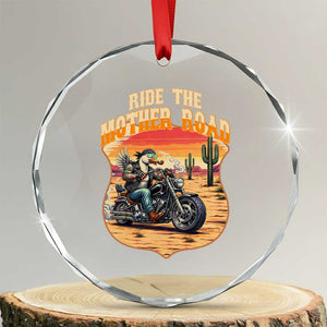 Funny Route Highway 66 Goose Biker Crystal Glass Ornament Ride The Mother Road TS12 Transparent Glass 3'' Circle Print Your Wear
