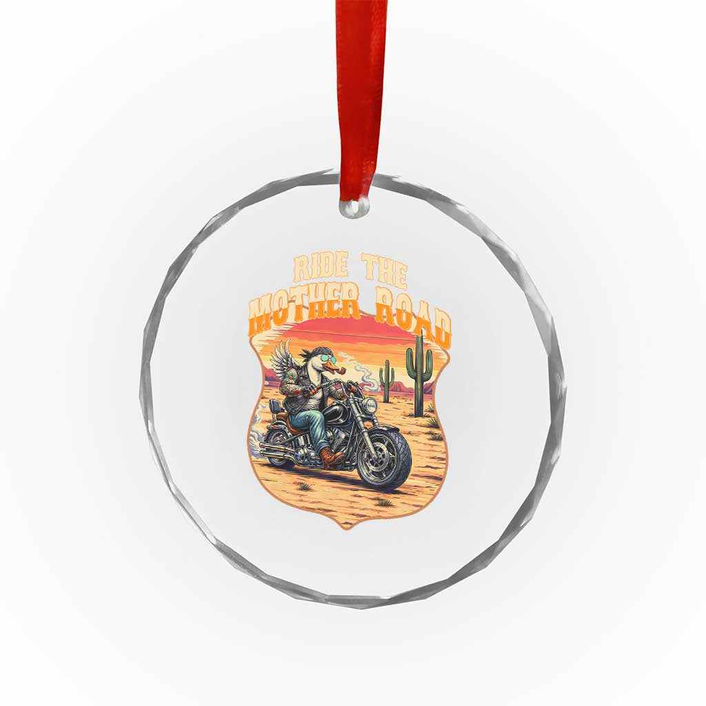 Funny Route Highway 66 Goose Biker Crystal Glass Ornament Ride The Mother Road TS12 Print Your Wear