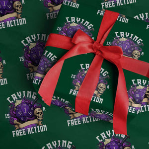 Funny RPG Gamer Crying Is A Free Action Wrapping Paper Roll Vintage D20 Side Quests Tabletop TS11 Green Print Your Wear