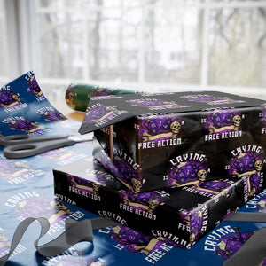 Funny RPG Gamer Crying Is A Free Action Wrapping Paper Roll Vintage D20 Side Quests Tabletop TS11 Black Print Your Wear