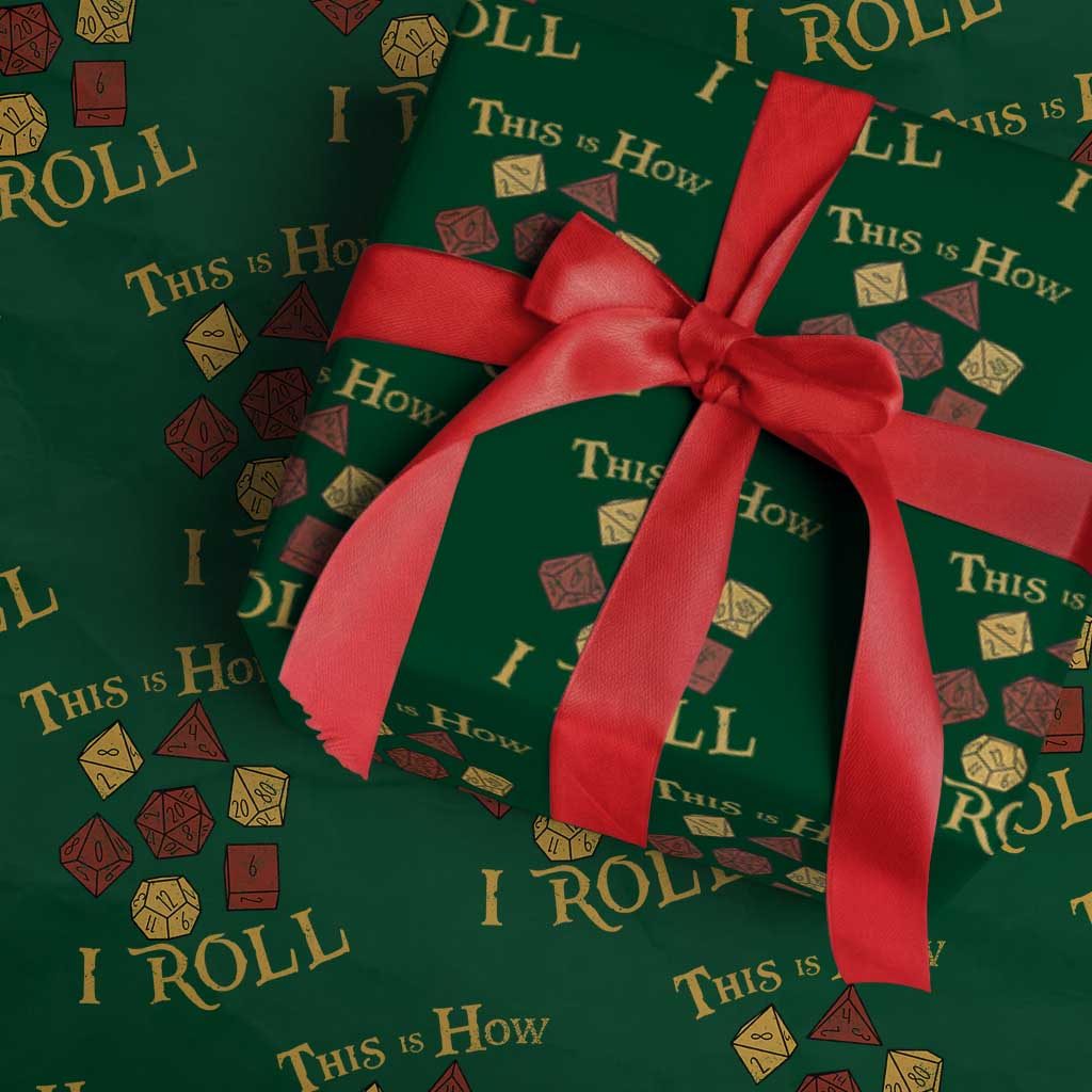 Funny RPG Tabletop Dice Wrapping Paper Roll This Is How I Roll Vintage D20 TS11 Green Print Your Wear