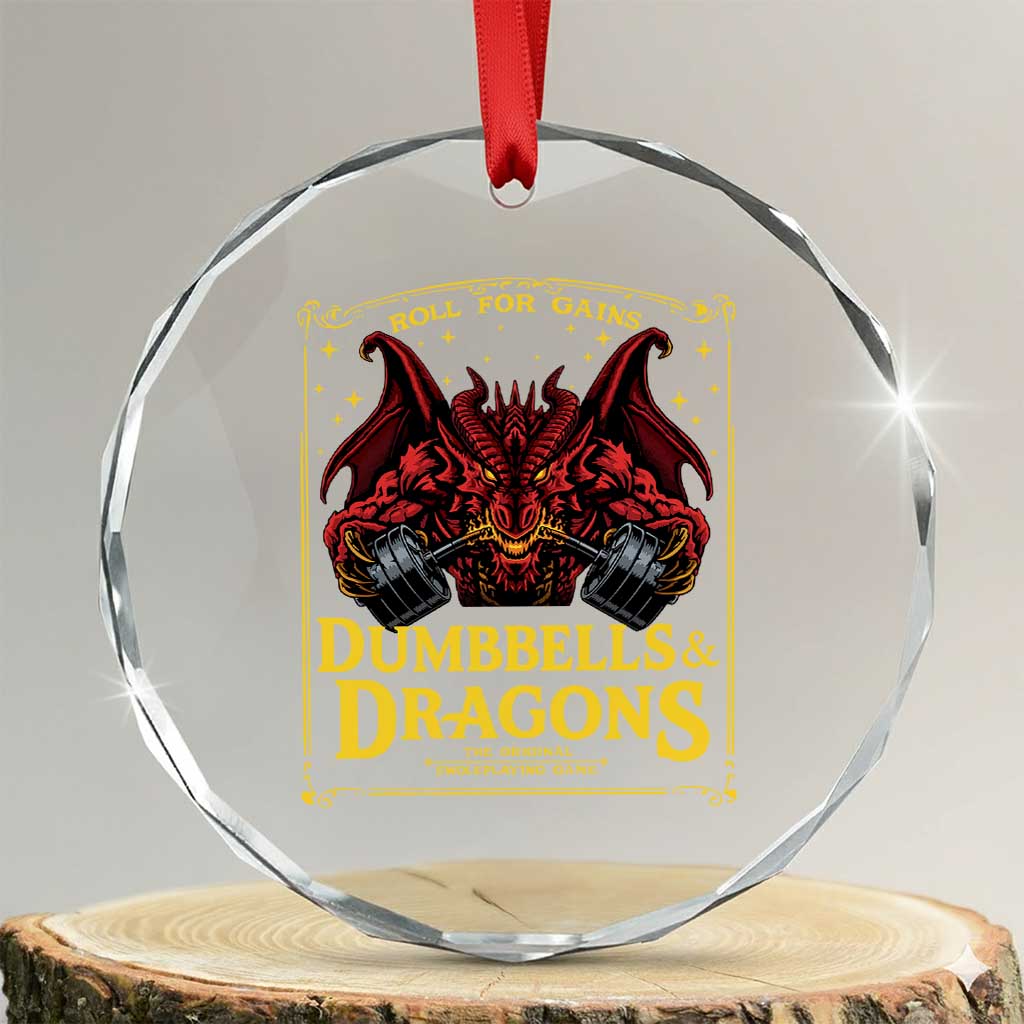 Funny RPG Weightlifting Workout Gym Crystal Glass Ornament Dumbbells And Dragons The Original Swoleplaying Game TS11 Transparent Glass 3'' Circle Print Your Wear