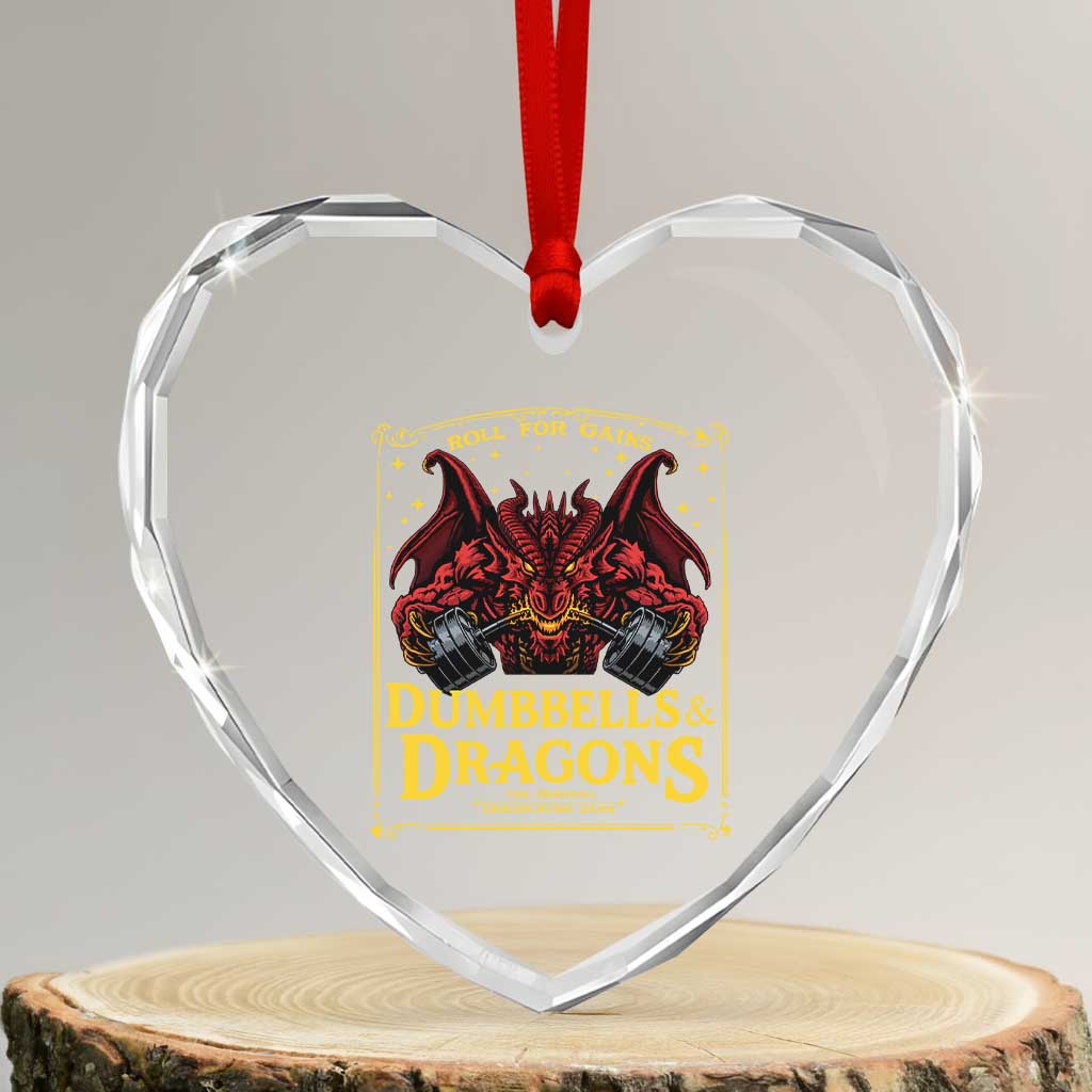 Funny RPG Weightlifting Workout Gym Heart Crystal Glass Ornament Dumbbells And Dragons The Original Swoleplaying Game TS11 Transparent Glass 3'' Heart Print Your Wear