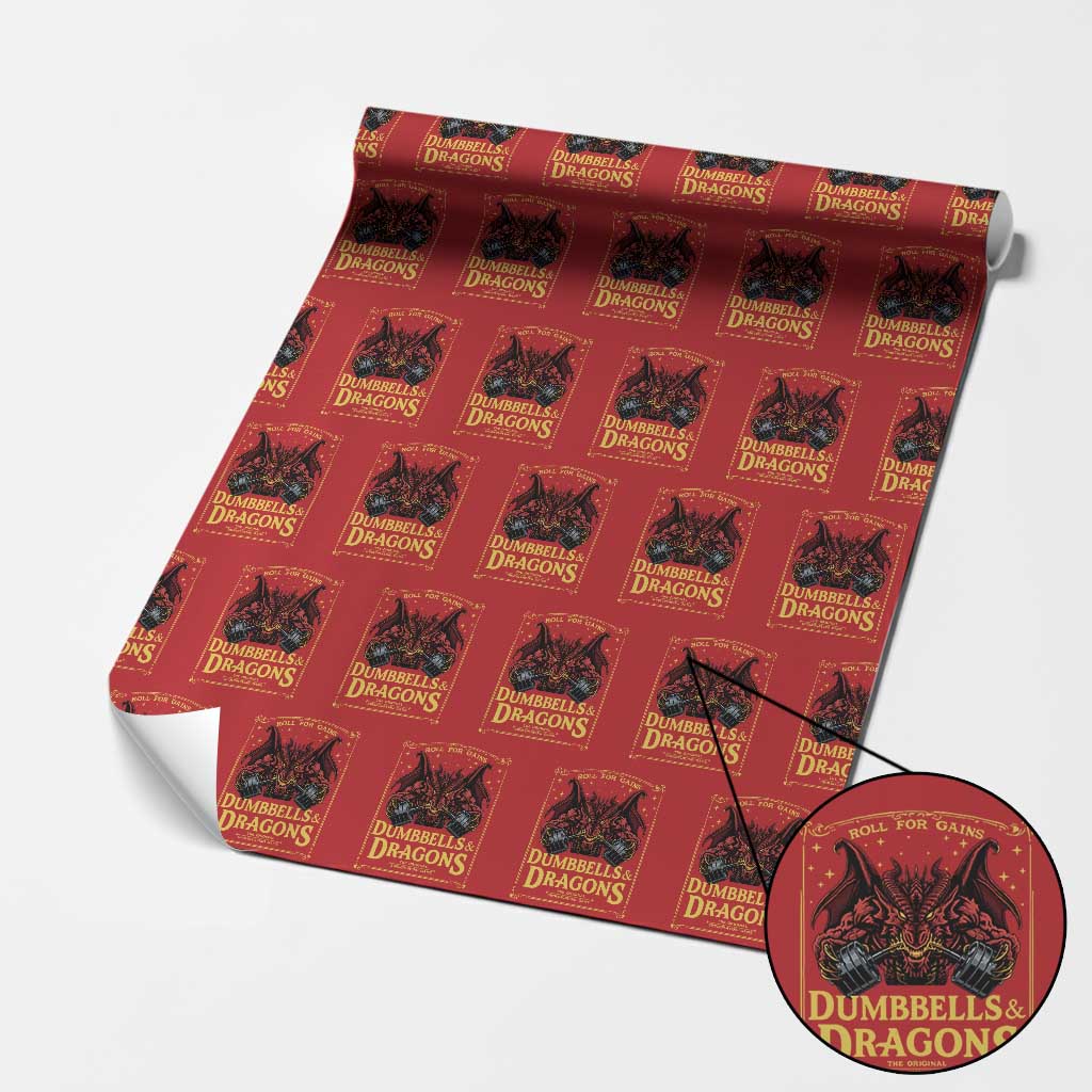 Funny RPG Weightlifting Workout Gym Wrapping Paper Roll Dumbbells And Dragons The Original Swoleplaying Game TS11 Red Print Your Wear