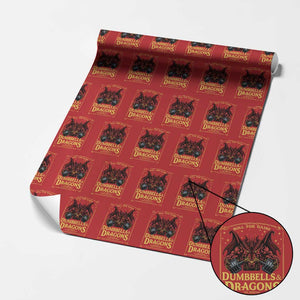 Funny RPG Weightlifting Workout Gym Wrapping Paper Roll Dumbbells And Dragons The Original Swoleplaying Game TS11 Red Print Your Wear