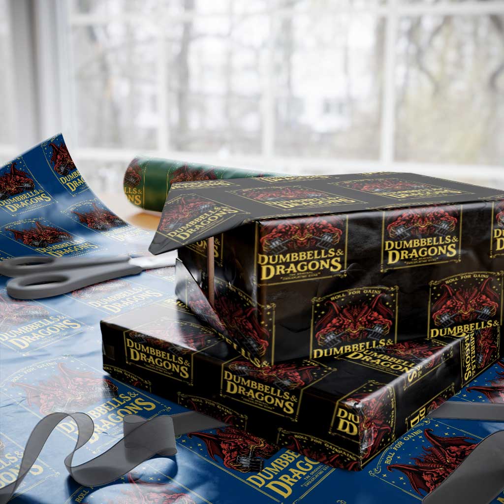 Funny RPG Weightlifting Workout Gym Wrapping Paper Roll Dumbbells And Dragons The Original Swoleplaying Game TS11 Black Print Your Wear