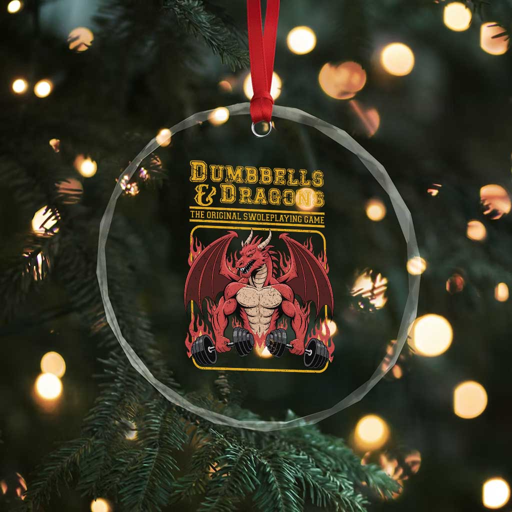 Funny RPG Workout Gym Nerd Crystal Glass Ornament Dumbbells And Dragons The Original Swoleplaying Game TS11 Print Your Wear