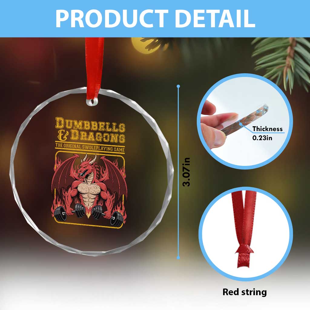 Funny RPG Workout Gym Nerd Crystal Glass Ornament Dumbbells And Dragons The Original Swoleplaying Game TS11 Print Your Wear