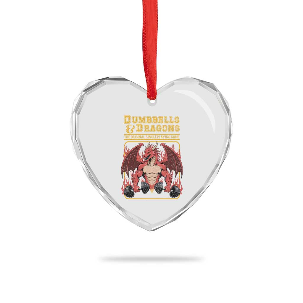 Funny RPG Workout Gym Nerd Heart Crystal Glass Ornament Dumbbells And Dragons The Original Swoleplaying Game TS11 Print Your Wear