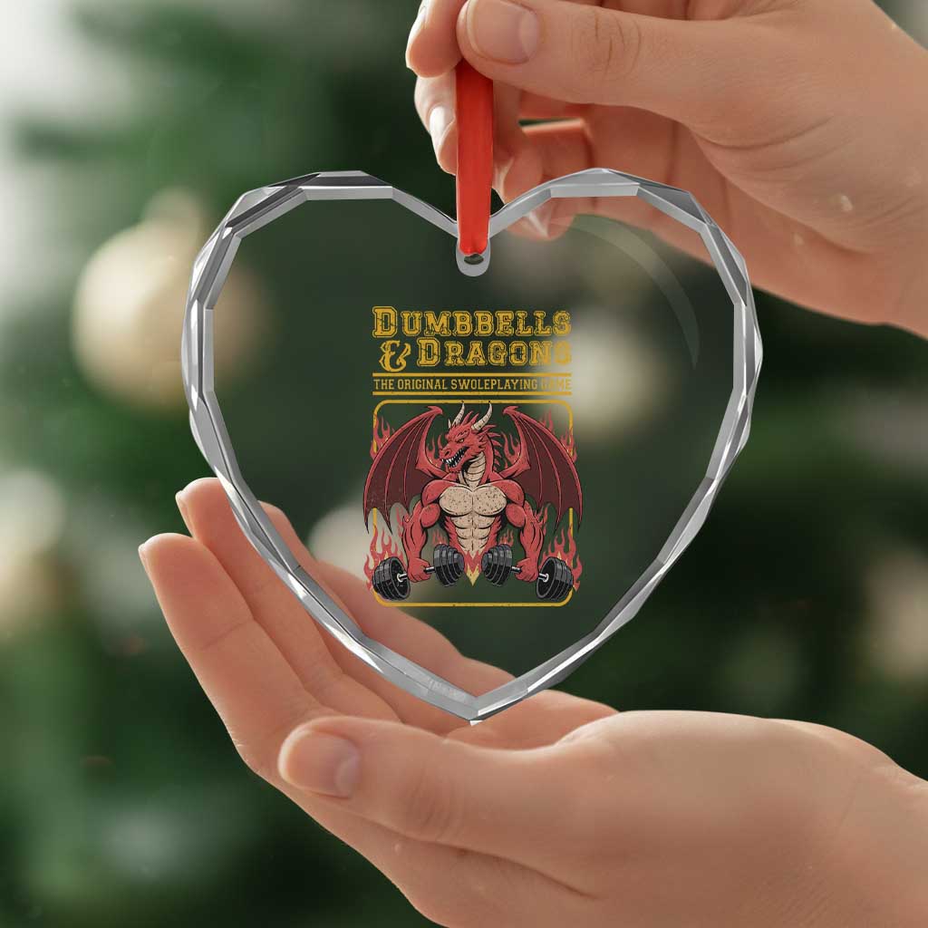 Funny RPG Workout Gym Nerd Heart Crystal Glass Ornament Dumbbells And Dragons The Original Swoleplaying Game TS11 Print Your Wear