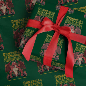 Funny RPG Workout Gym Nerd Wrapping Paper Roll Dumbbells And Dragons The Original Swoleplaying Game TS11 Green Print Your Wear