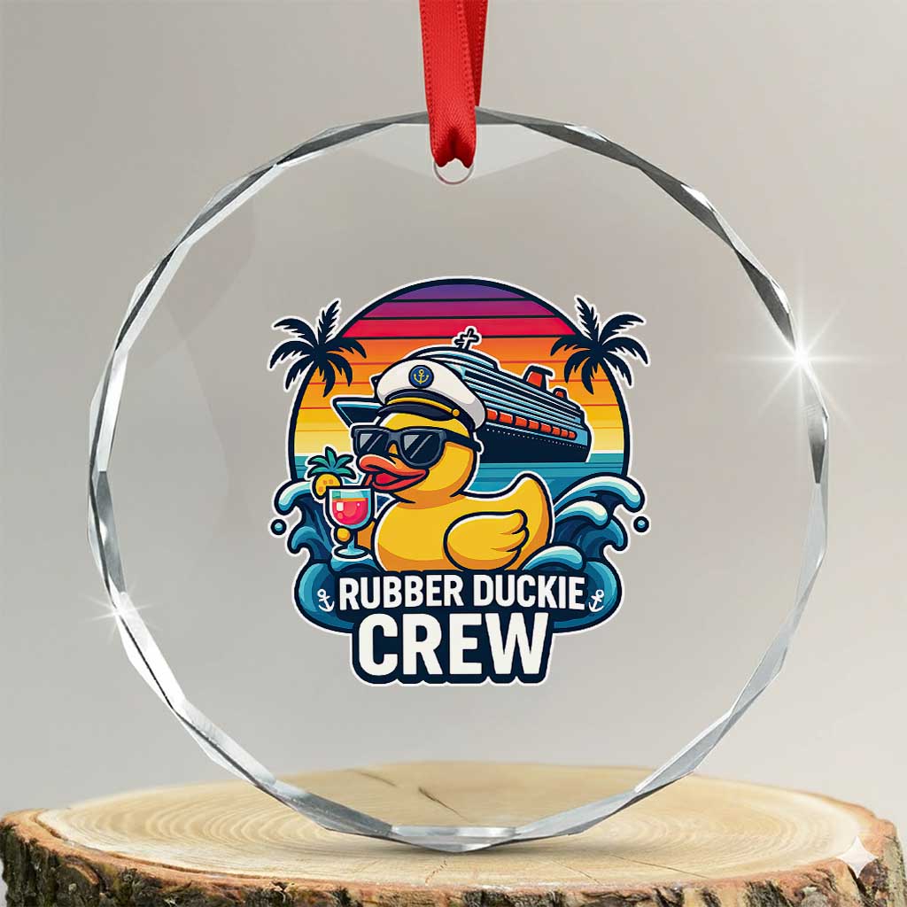 Funny Rubber Duckie Cruise Crystal Glass Ornament TS14 Transparent Glass 3'' Circle Print Your Wear