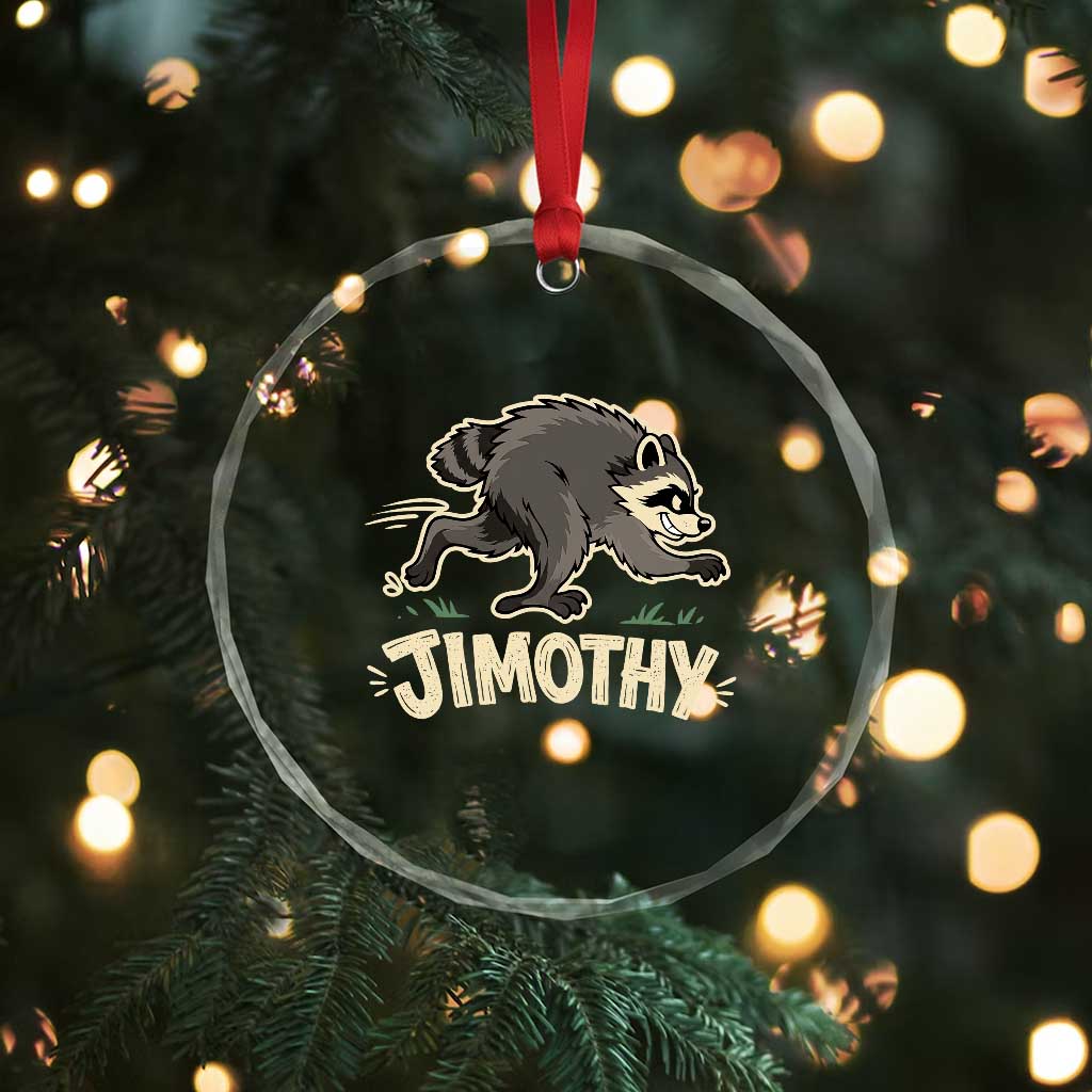 Funny Running Jimothy the Raccoon Crystal Glass Ornament Viral Seattle Trash Panda Meme TS02 Print Your Wear
