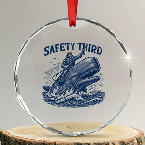 Funny Safety Third Captain Riding Sperm Whale Crystal Glass Ornament Vintage Nautical Ocean Fishing Humor