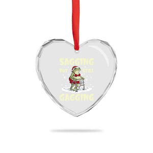 Funny Sagging But Still Gagging Christmas Frog Heart Crystal Glass Ornament Funny Cringe Meme Gag Humor TS11 Print Your Wear