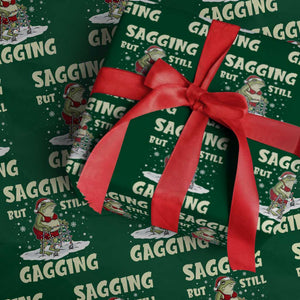 Funny Sagging But Still Gagging Christmas Frog Wrapping Paper Roll Funny Cringe Meme Gag Humor TS11 Green Print Your Wear