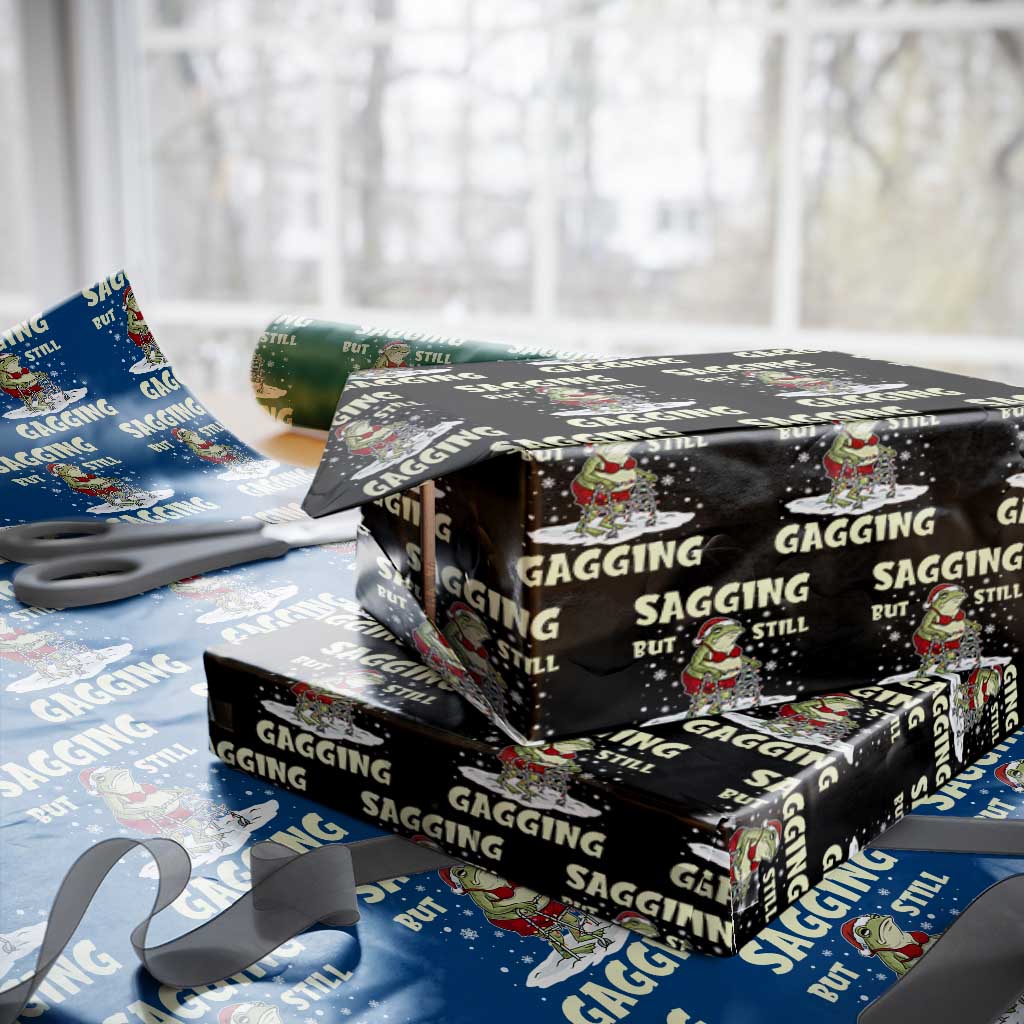 Funny Sagging But Still Gagging Christmas Frog Wrapping Paper Roll Funny Cringe Meme Gag Humor TS11 Black Print Your Wear
